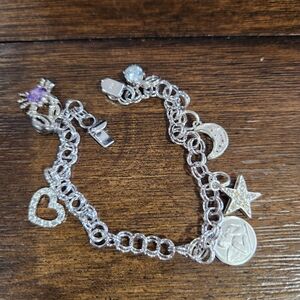 Charming Silver Bracelet with Star and Heart Charms